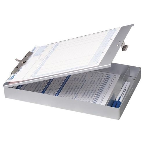 Oic aluminum storage clipboard -1&#034; cap- 1 compartment -8.5&#034;x12&#034;-aluminum for sale