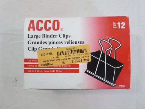 Acco binder clips large 2&#034;w 1 1 16&#034; capacity black silver for sale