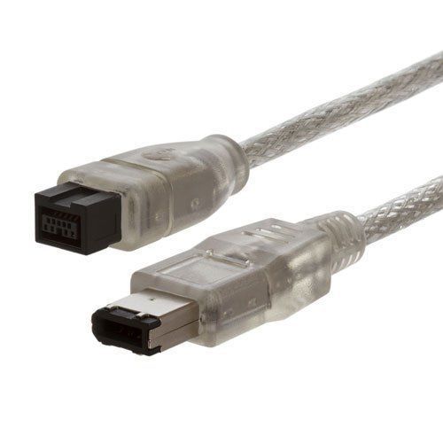 NEW 3ft 9 pin Male to 6 pin Male Clear Firewire 800/400 Cable for IEEE 1394