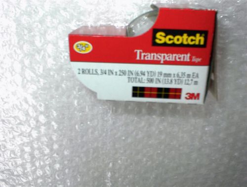 NEW Scotch Transparent Tape Rolls Dispensers 2 in Pack 500&#034;x3/4&#034; *250&#034;x 2 USA 3M