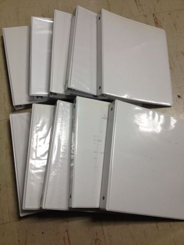 Used Lot of 10 white Binders 3-Ring Presentation  1 inch lot 2