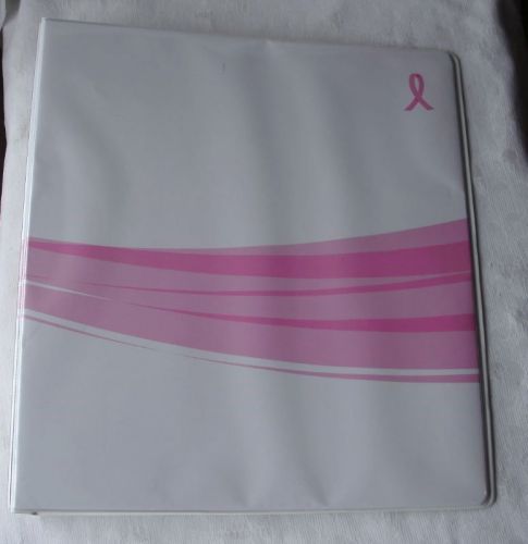 Wilson Jones Pink Wave 3 Ring 1.5&#034; Binder Breast Cancer Awareness Ribbon
