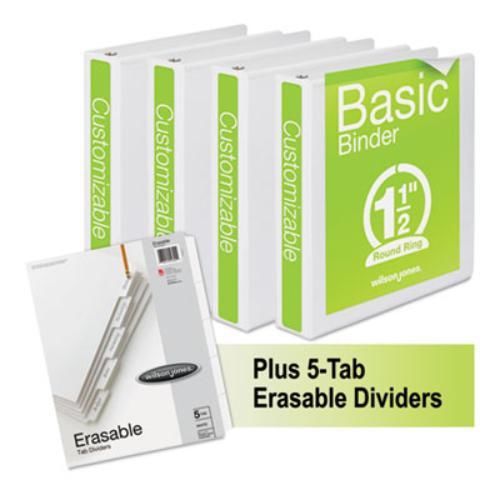 Acco 56234WU Basic Round Ring View Binders W/5-tab Divider Set, 1 1/2&#034; Capacity,
