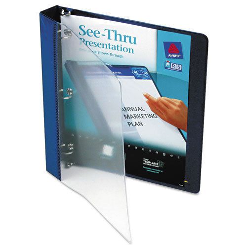 See-thru binder with round ring, 1&#034; capacity, blue for sale