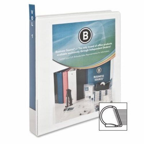 Business Source D-Ring Binder, w/ Pockets, 1&#034; Capacity, White (BSN28440)