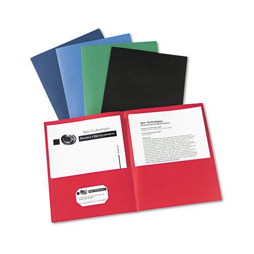 Avery ave47993 two-pocket portfolio, embossed paper, 30-sheet capacity, assorted for sale