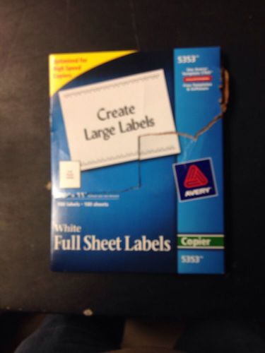 Avery Full-Sheet Shipping Labels for Copiers 5353, 8-1/2 x 11, Whihite, 100/Box