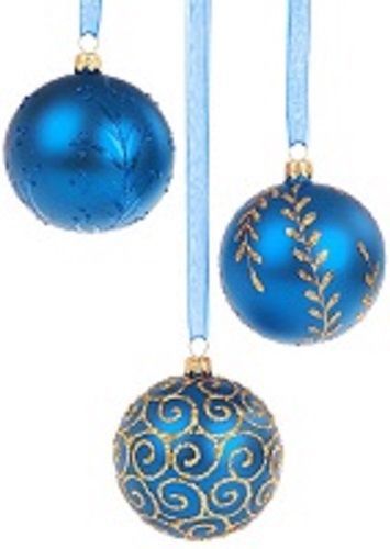 30 Custom Blue Ornament Trio Personalized Address Labels