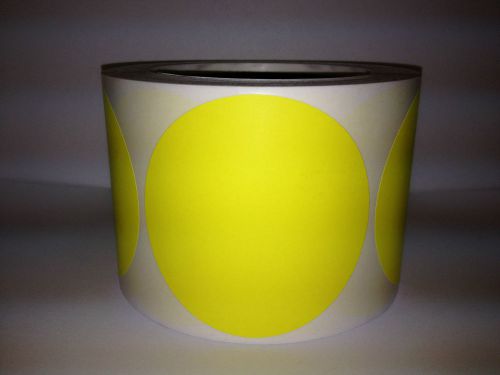 1 roll 1000 3&#034; round yellow thermal transfer zebra datmax sato printer labels for sale