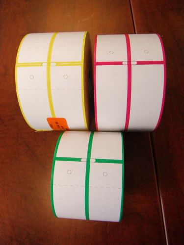 Lot of 3 direct print thermal hangtag labels 1.19&#034; x 3.38&#034; for sale