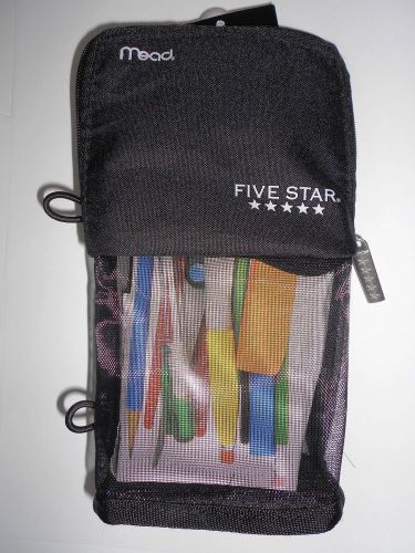 Mead five star micro-mesh stand &#039;n store pencil calculator pouch x507 black- new for sale