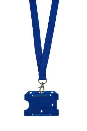 Blue 20mm Lanyard with breakaway and zinc alloy clip PLUS CARD HOLDER
