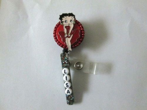 BETTY BOOP RED PERSONALIZED ID BADGE RETRACT REEL MEDICAL,,NURSE,OFFICE,ER, ICU