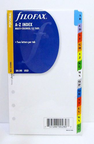 Filofax A-Z INDEX  PERSONAL Size Multi-Colored 13 Tabs for Contacts NEW
