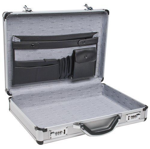 RoadPro SPC-931R 17.5&#034; x 4&#034; x 13&#034; Silver Aluminum Briefcase