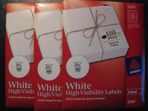 Lot of 3 Avery 5294 Round Computer Laser Labels White 300 ct.