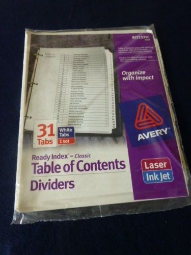 AVERY R121331C TABLE OF CONTENTS/ DIVIDERS-NEW IN PACKAGE/LASER/INK JET