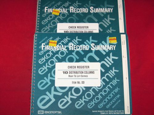 2 Books Ekonomik Wirebound Check Register Accounting System Record Summary EKODD