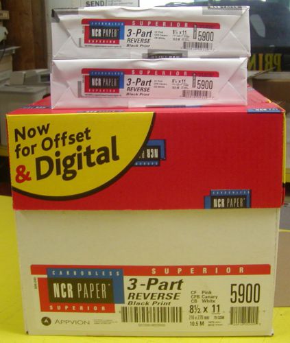 NCR Paper Brand 3-part REVERSE Carbonless Paper - 1 CASE 5010 sheets