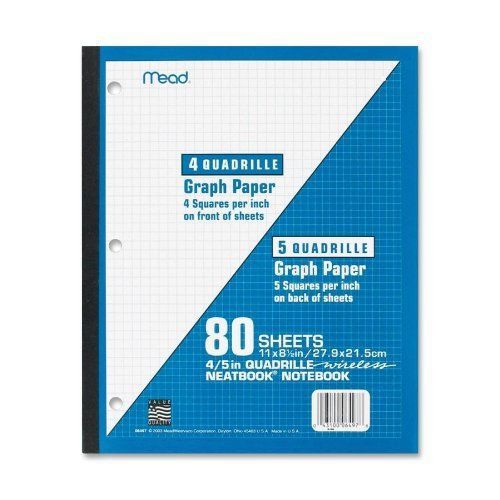Mead 1-subject wireless neatbook - 80 sheet - quad ruled - letter (mea06497) for sale