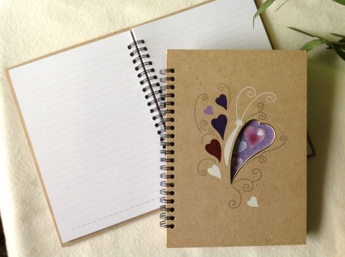 Ackerman A5 note pad with purple butterfly cut out design - lined paper