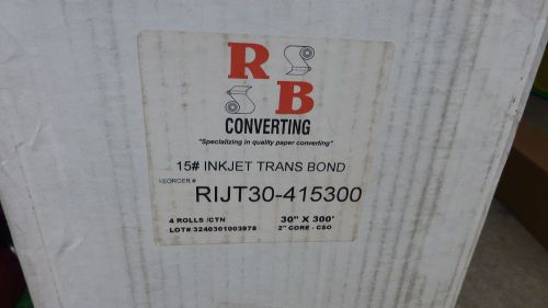 4 rolls 15# Translucent inkjet bond 30&#034; x 300&#039; 2&#034; core RIJT30-415300 NEW