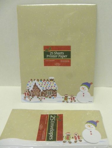 NEW Sealed Set Of 25 each Cute Snowman  Christmas Holiday Stationery &amp; Envelopes
