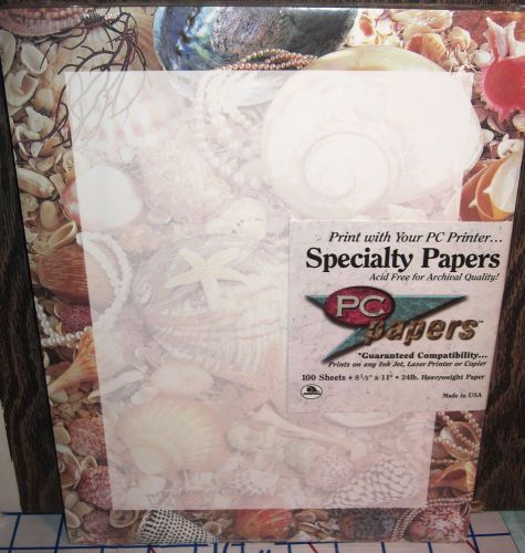 Seashell &amp; Pearls Stationery Paper, Seashore Sea Shell, 8.5&#034; x 11&#034;,100 ct, NIP