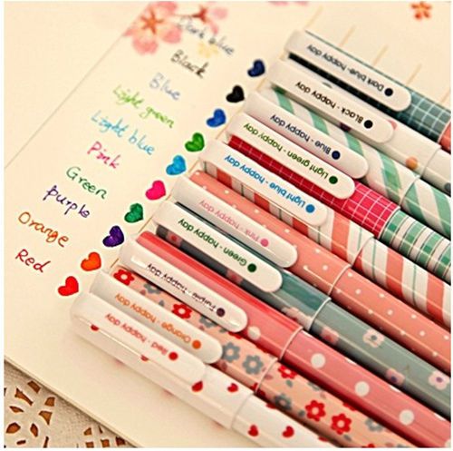 10 pcs Colorful Gel Pen Set Kawaii Korean Stationery Creative Gift Free shipping