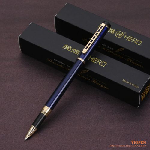 Great HERO 1066 Fountain Pen Fully-hooded Nibs Fine Smooth Lacquered Blue GT NEW
