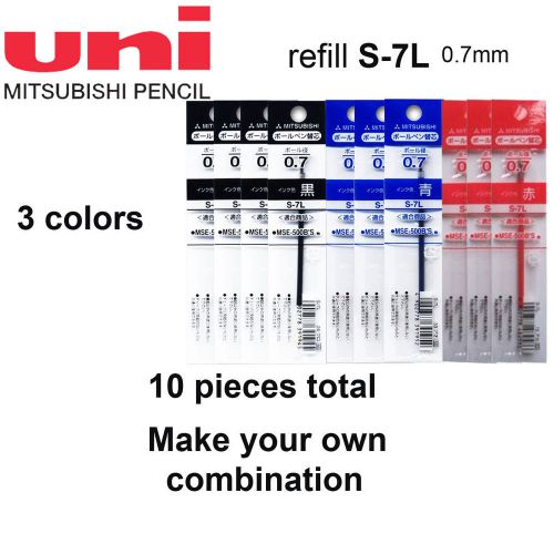 10 x uni s-7l ballpoint refills 0.7mm 3 colors to choose from free shipping for sale