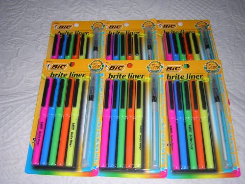 Six Bic Brite Liner 5 Packs plus Pen