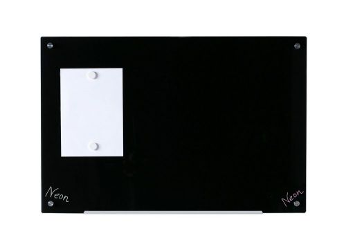 Magnetic Black Glass Dry-Erase Board Set - 23 5/8&#034; x 35 1/2&#034; - Includes Board, 2