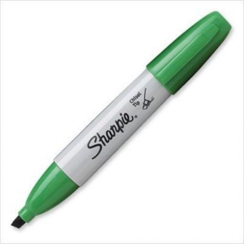 New sharpie permanent marker  chisel tip  green  12 pk for sale