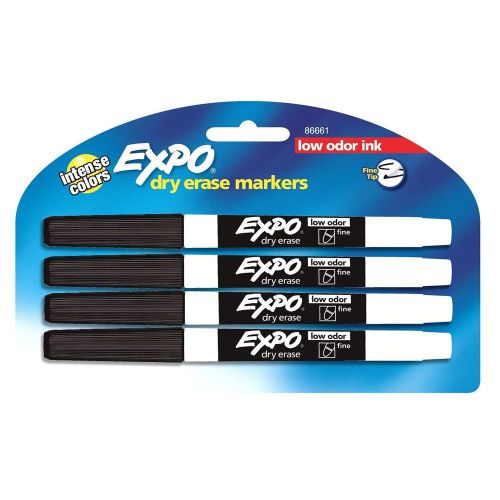 NEW Expo Low-Odor Dry Erase Pen-Style Markers, Black, Pack of 4