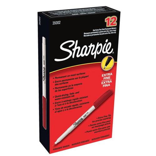 Sharpie Permanent Marker Pen Extra Fine Point Red 1 Box