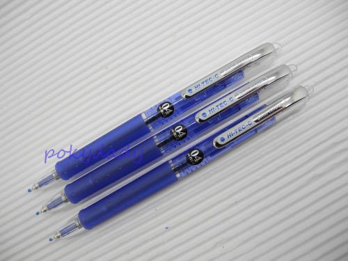 10 xNew Pilot Hi-Tec-C Slim Knock 0.4mm needle tip Roller Pen Blue(Made in Japan