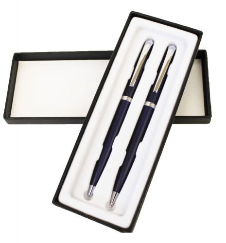 Boxed Deluxe Pierre Cardin Matte Blue Mechanical Pencil Refillable Pen Set