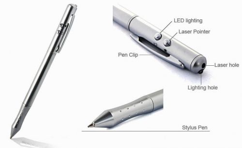 4 in 1 Laser Pointer, LED Light, Ball Pen, PDA Stylus Pen, Office