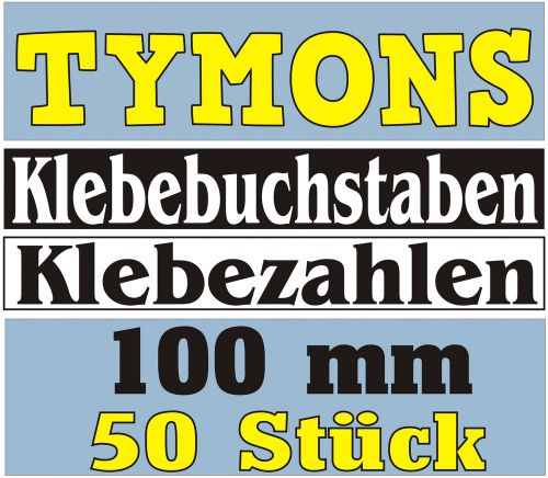 TYMONS ,50  Buchstaben,Zahlen ,Klebebuchstaben,Klebezahlen .10 cm Hohe,NEU