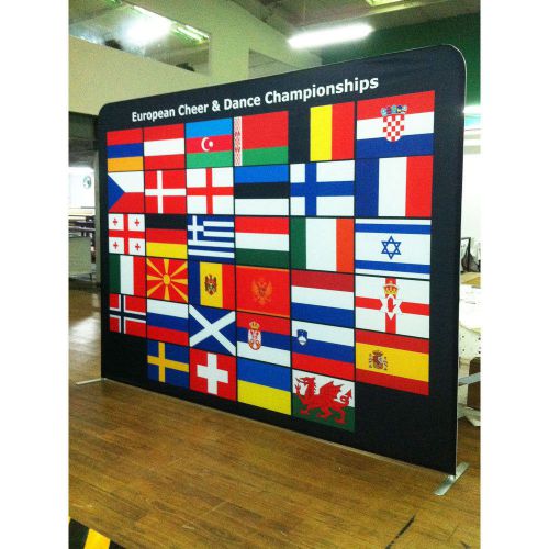 Easy tube pop up tension 10ft straight fabric display wall (2 sides printing) for sale