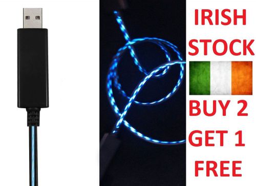 EL Blue LED Light Up Visible Current Flow Smart Charger Cable For iPhone 5S/5/6