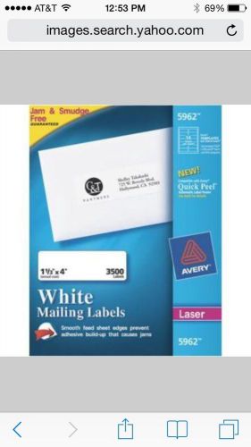 Avery 1-1/3 x 4 Inch White Mailing Labels 3500 Count (5962)