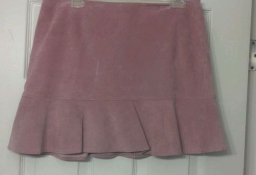 Victoria&#039;s secret washable pink suede fit &amp; flare mini skirt 12 lined for sale