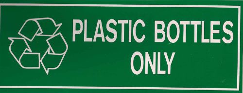 &#034;PLASTIC BOTTLES ONLY&#034; Environmental Sign 10.5&#034; x 4&#034; Vinyl Adhesive Sticker