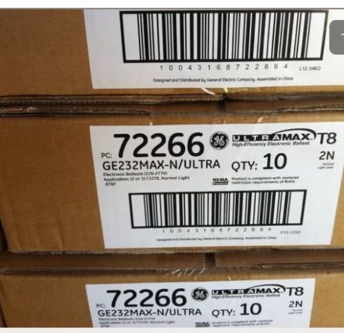 Case (10) ge general electric ultra max 2 lamp t8 balllast ge232max 2n 72266 for sale