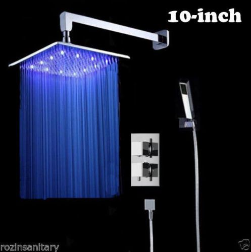 Chrome Finish LED 10&#034; Showerhead Temperature Control Thermostatic Shower Faucets