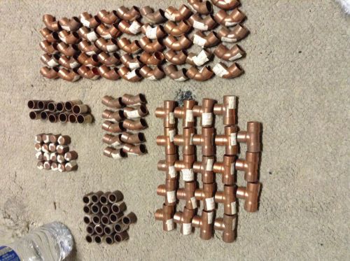 LOT OF 133 PIECES 1/4&#034; COPPER FITTINGS NEW SURPLUS