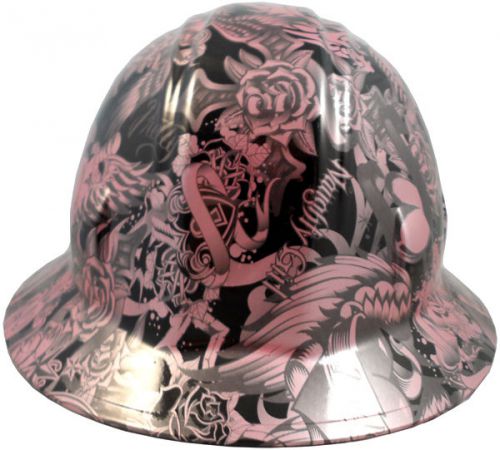 New! hydro dipped full brim hard hat w/ratchet suspension - tattoo pink pretty! for sale