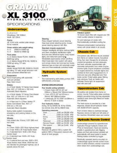 Gradall xl3100 hydraulic  excavator  brochure 2002 for sale